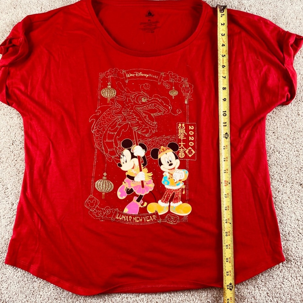 Disney World 2020 Lunar New Year Mickey Minnie Dragon Red T-Shirt XL Womens - Picture 6 of 7